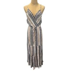 "ANGIE" Maxi Sundress SZ M Babydoll Summer Boho Layered Hippie Criss Cross Rayon